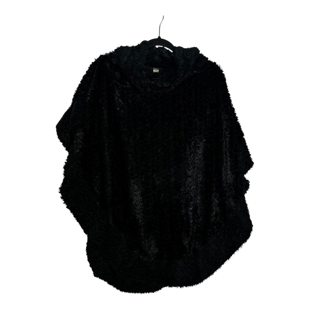 C. Est. 1946 Womens Faux Fur‎ Cowl Neck Poncho Cape Black One Size RN37080
